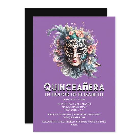 Purple teal masquerade theme quinceanera birthday
