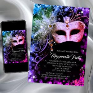 Purple Teal Rainbow Masquerade Party