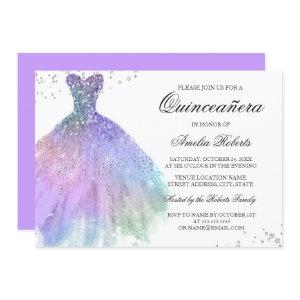 Purple Teal Sparkle Dress Quinceanera