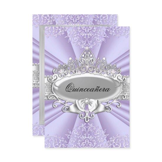 Purple Tiara & Damask Quinceanera Small Size