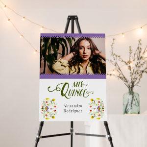 Purple Traditional Mexican Floral Photo Quinceaner Foam Board