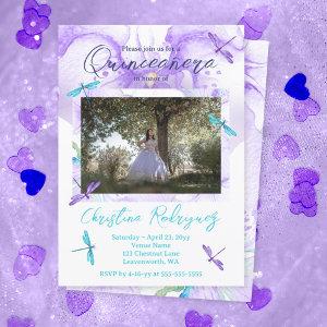 Purple, Turquoise Orchid, Dragonflies Quinceanera