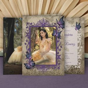 Purple Vintage Butterflies Quinceanera