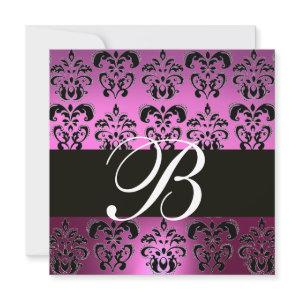 PURPLE VIOLET BLACK DAMASK MONOGRAM ,white