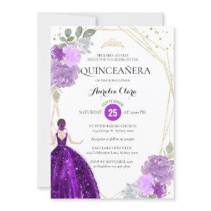 Purple Violet Floral Geometric PhotoQuinceañera