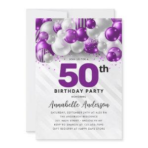 Purple Violet Silver Balloon Glitter 50th Birthday