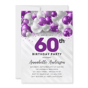 Purple Violet Silver Balloon Glitter 60th Birthday