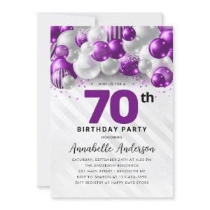 Purple Violet Silver Balloon Glitter 70th Birthday