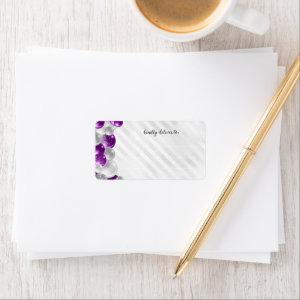 Purple Violet Silver Balloon Glitter Birthday  Label