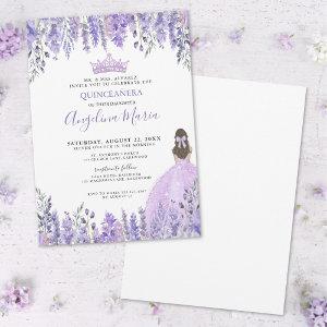 Purple Violet Sparkle Tiara Floral Quinceañera