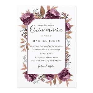 Purple Watercolor Bloom Quinceanera Invite