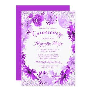 Purple Watercolor Floral Quinceanera