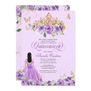 Purple Watercolor Roses Butterflies Quinceañera