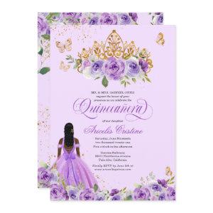 Purple Watercolor Roses Butterflies Quinceañera