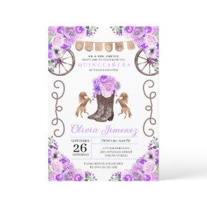 Purple Western Charra Floral Boots Quinceañera