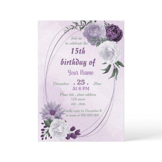 purple & white floral geometric birthday party