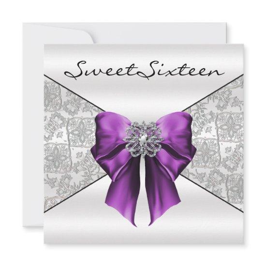 Purple White Satin  Damask Sweet Sixteen
