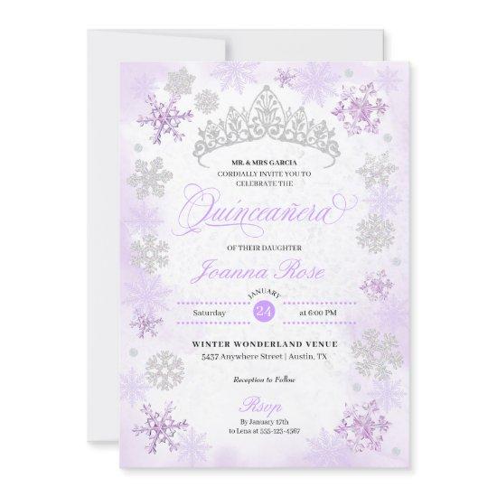 Purple Winter Wonderland Snowflake Quinceanera