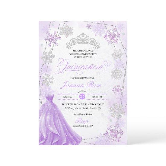 Purple Winter Wonderland Snowflake Quinceanera