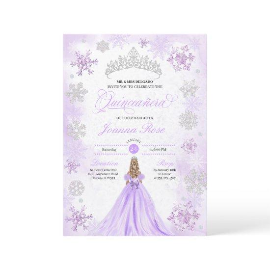 Purple Winter Wonderland Snowflake Quinceanera