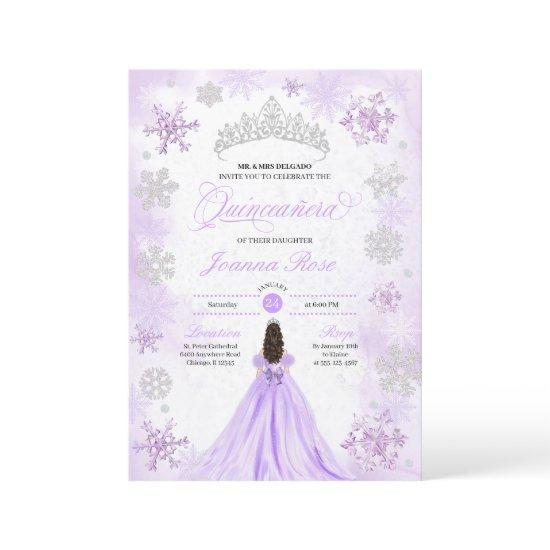 Purple Winter Wonderland Snowflake Quinceanera