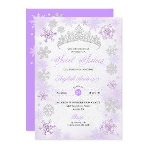 Purple Winter Wonderland Snowflake Sweet 16