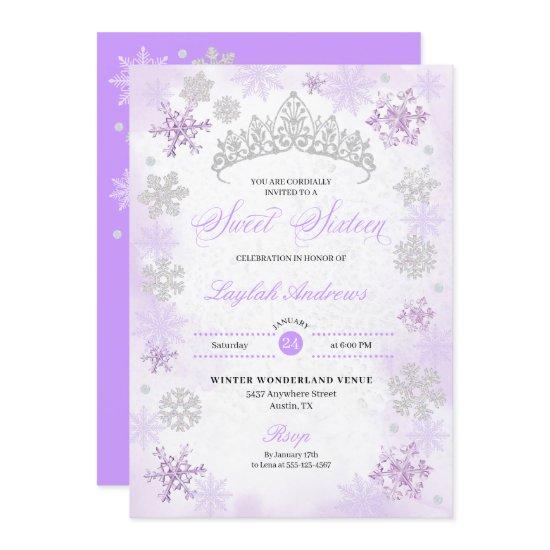 Purple Winter Wonderland Snowflake Sweet 16