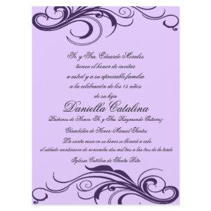 púrpura invitaciones de quinceanera
