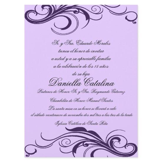 púrpura invitaciones de quinceanera