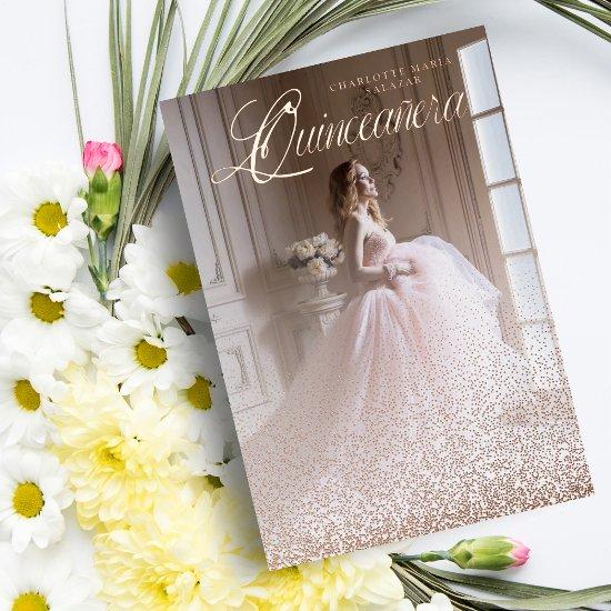 Purpurina Oro Rosa Tendencia XV Español Foto Foil