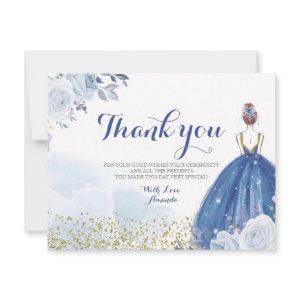 Quinceañera 15 Anos Blue Flowers Thank You Card