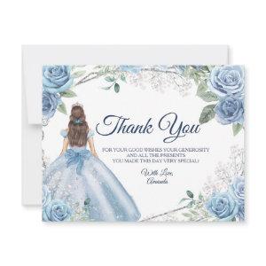 Quinceañera 15 Anos Dusty Blue Thank You Card