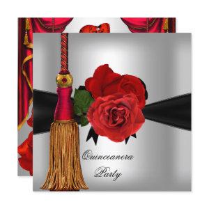 Quinceanera 15 Birthday Party Red Silver rose