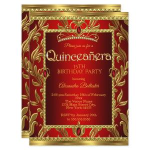 Quinceanera 15 Birthday Red Ruby Jewel Tiara Gold