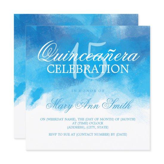 Quinceanera 15 Birthday Summer Blue Watercolor