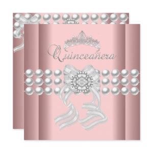 Quinceanera 15 Tiara Pink Silver White Pearl Pink