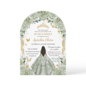 Quinceañera 15 XV Sage Green Floral Gold Arch