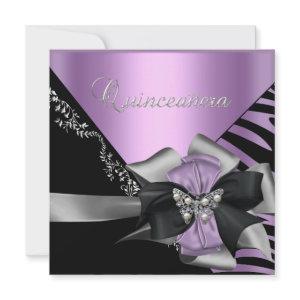 Quinceanera 15  Zebra Lilac Purple Black Silver