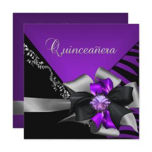 Quinceanera 15 Zebra Purple Black Silver