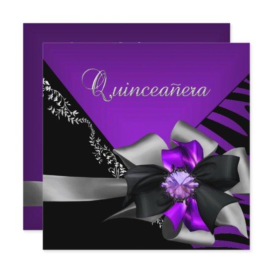 Quinceanera 15 Zebra Purple Black Silver