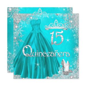 Quinceanera 15th Aqua Silver Snowflakes Party 2
