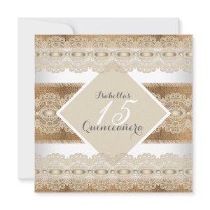 Quinceanera 15th Birthday beige lace Burlap 2