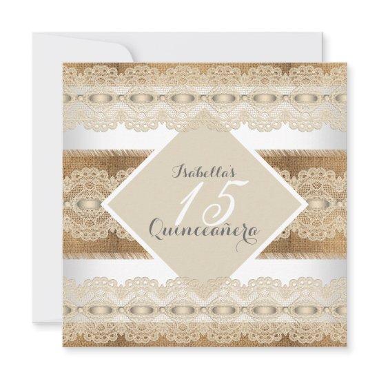 Quinceanera 15th Birthday beige lace Burlap 2