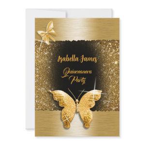 Quinceañera 15th birthday black gold foil luxury