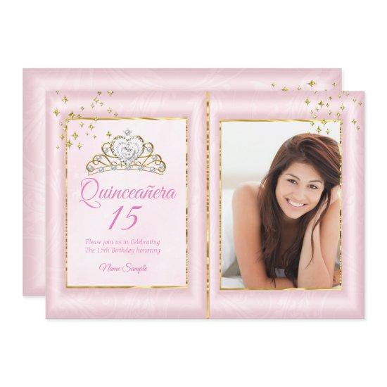 Quinceanera 15th Birthday Blush Pink Gold Photo