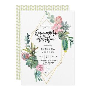 Quinceanera 15th birthday cactus geometric