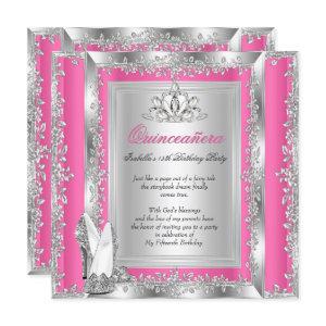 Quinceanera 15th Birthday Candy Pink Silver Shoes