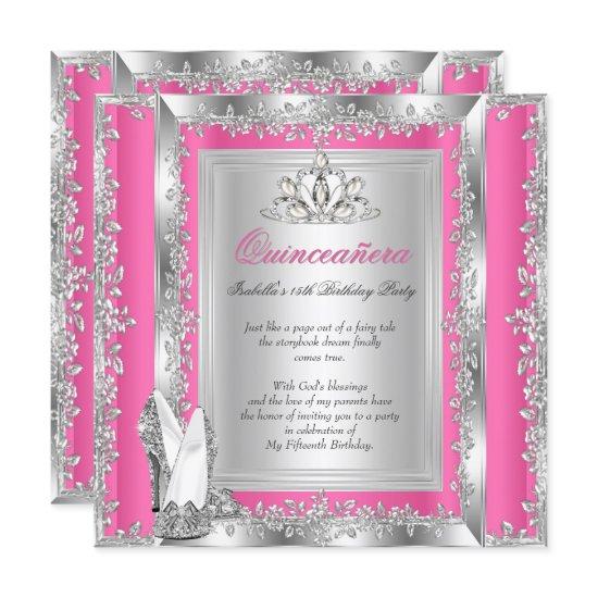Quinceanera 15th Birthday Candy Pink Silver Shoes