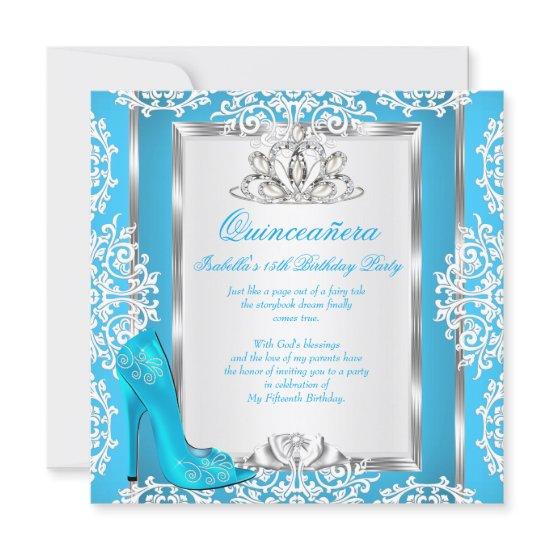 Quinceanera 15th Birthday Cinderella Blue Shoe