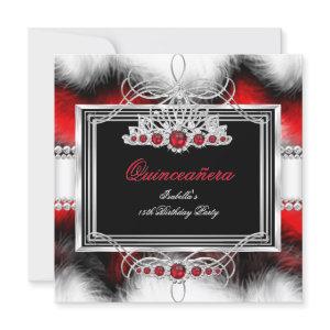 Quinceanera 15th Birthday Feather Red Pearl